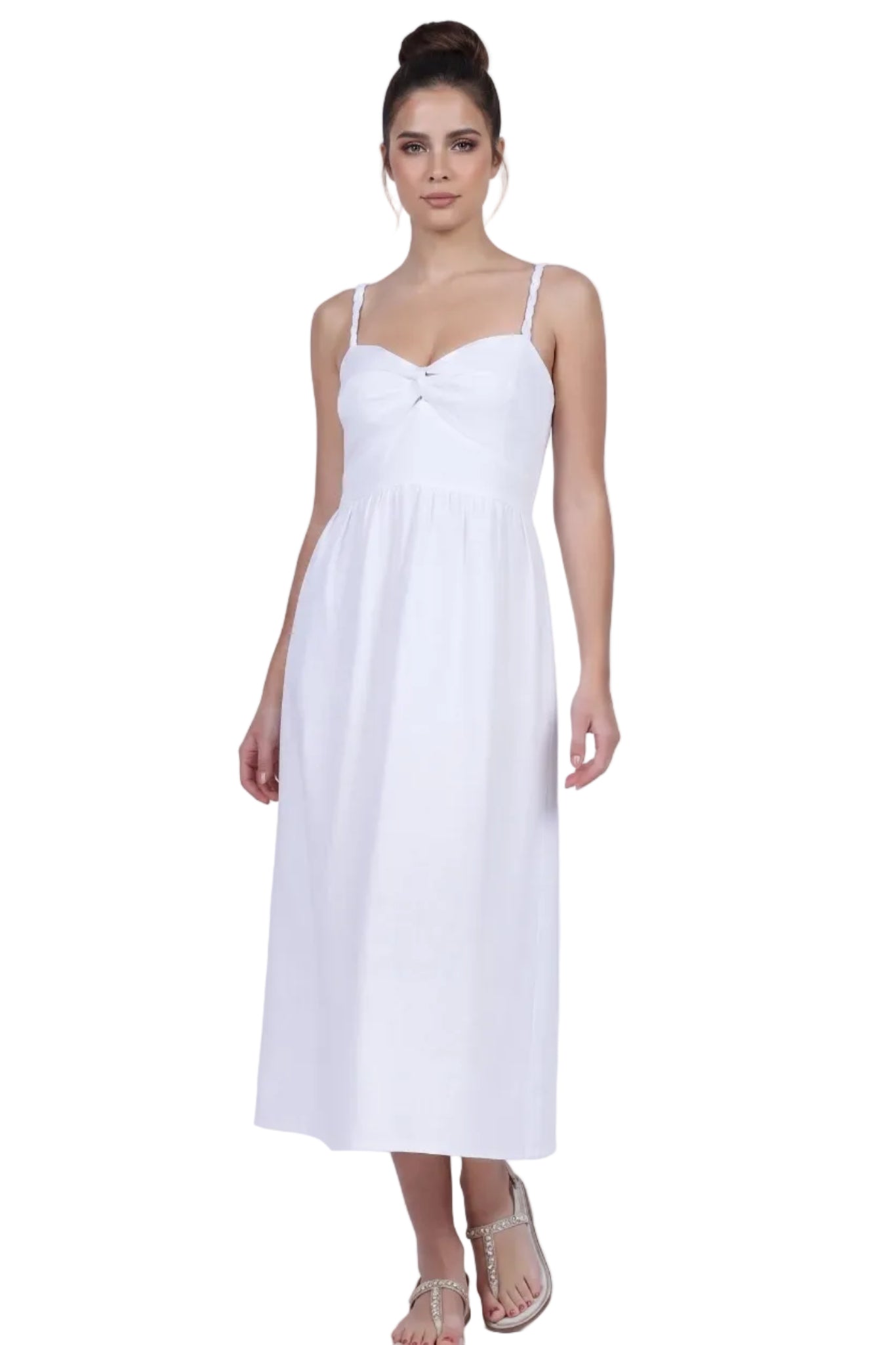 Abito Positano Lungo Audrey in Puro Lino Bianco