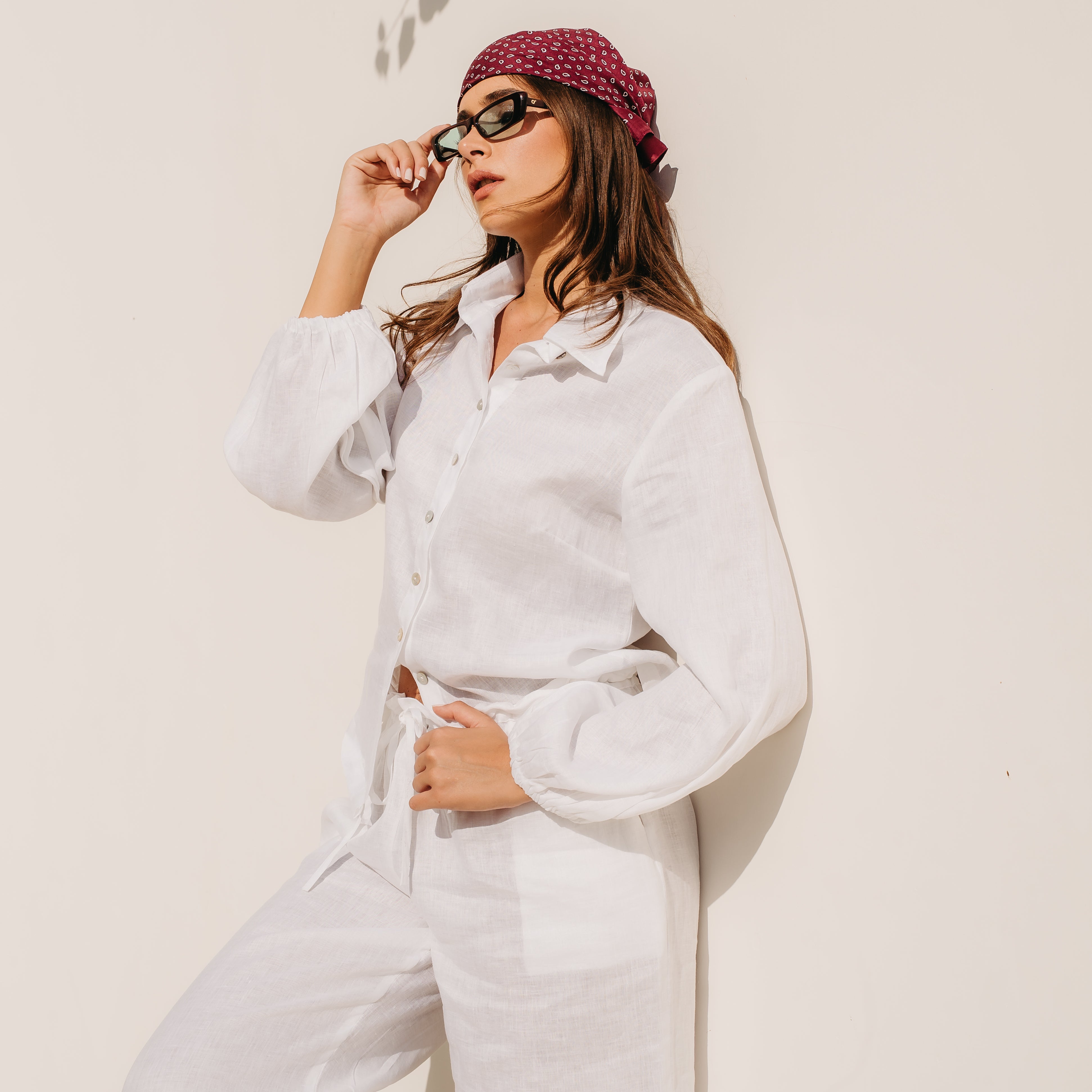 Completo Camicia Positano in Puro Lino Bianco (Taglia Unica)