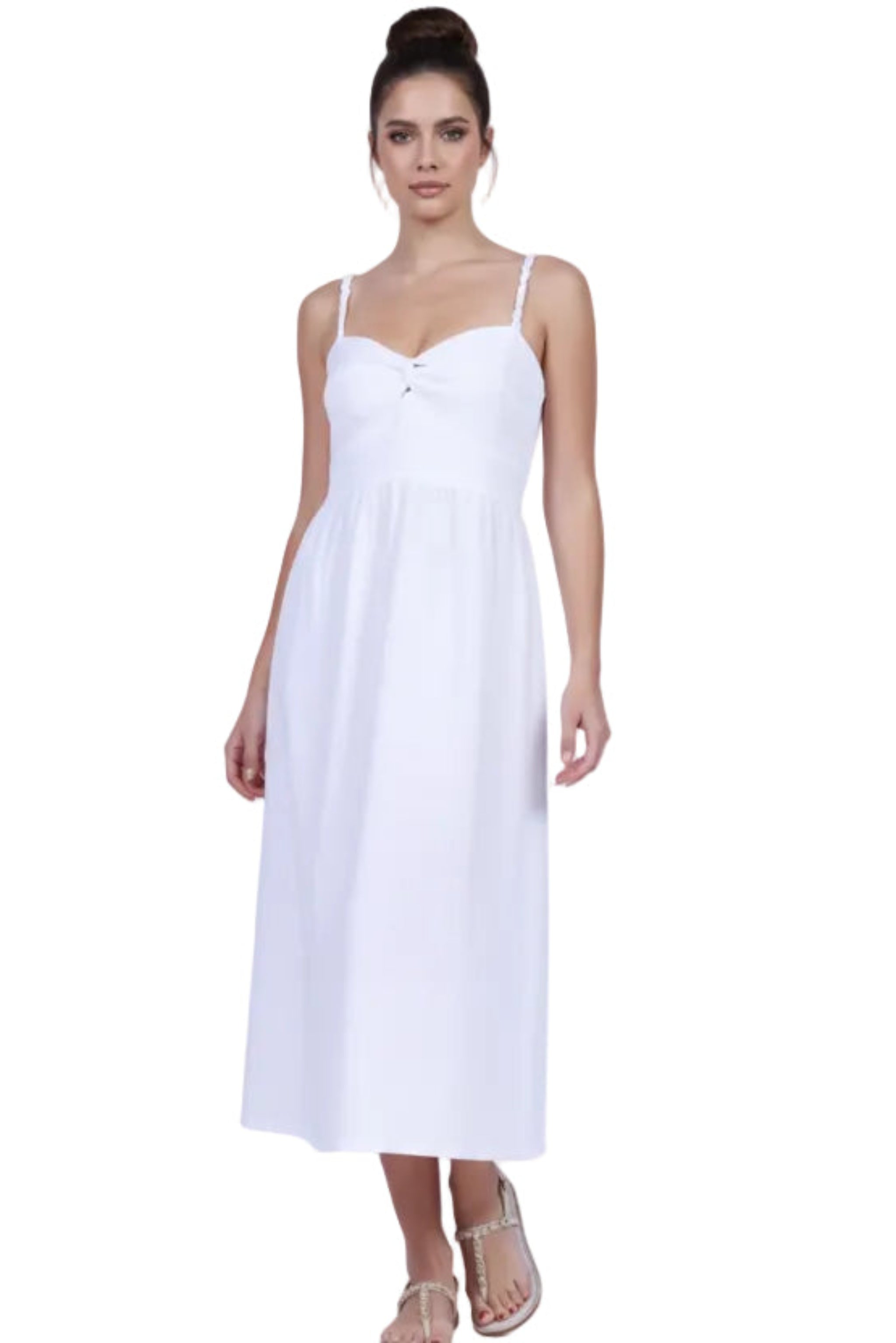 Abito Positano Lungo Audrey in Puro Lino Bianco