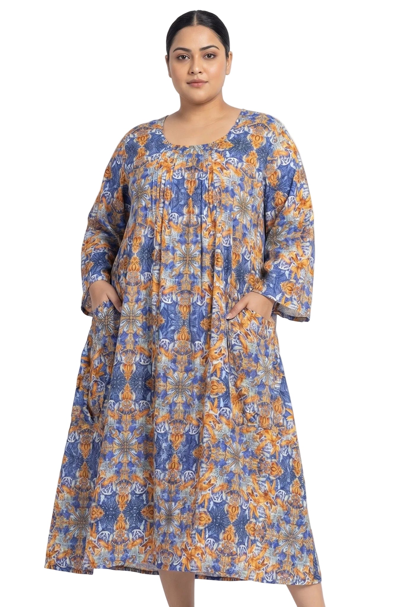 Camicione Positano Curvy con Stampa in Puro Lino