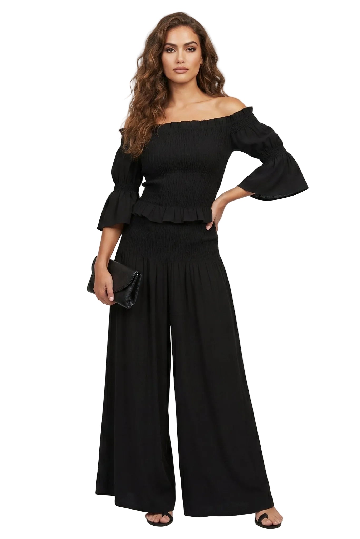 Completo Positano in Puro Lino Nero