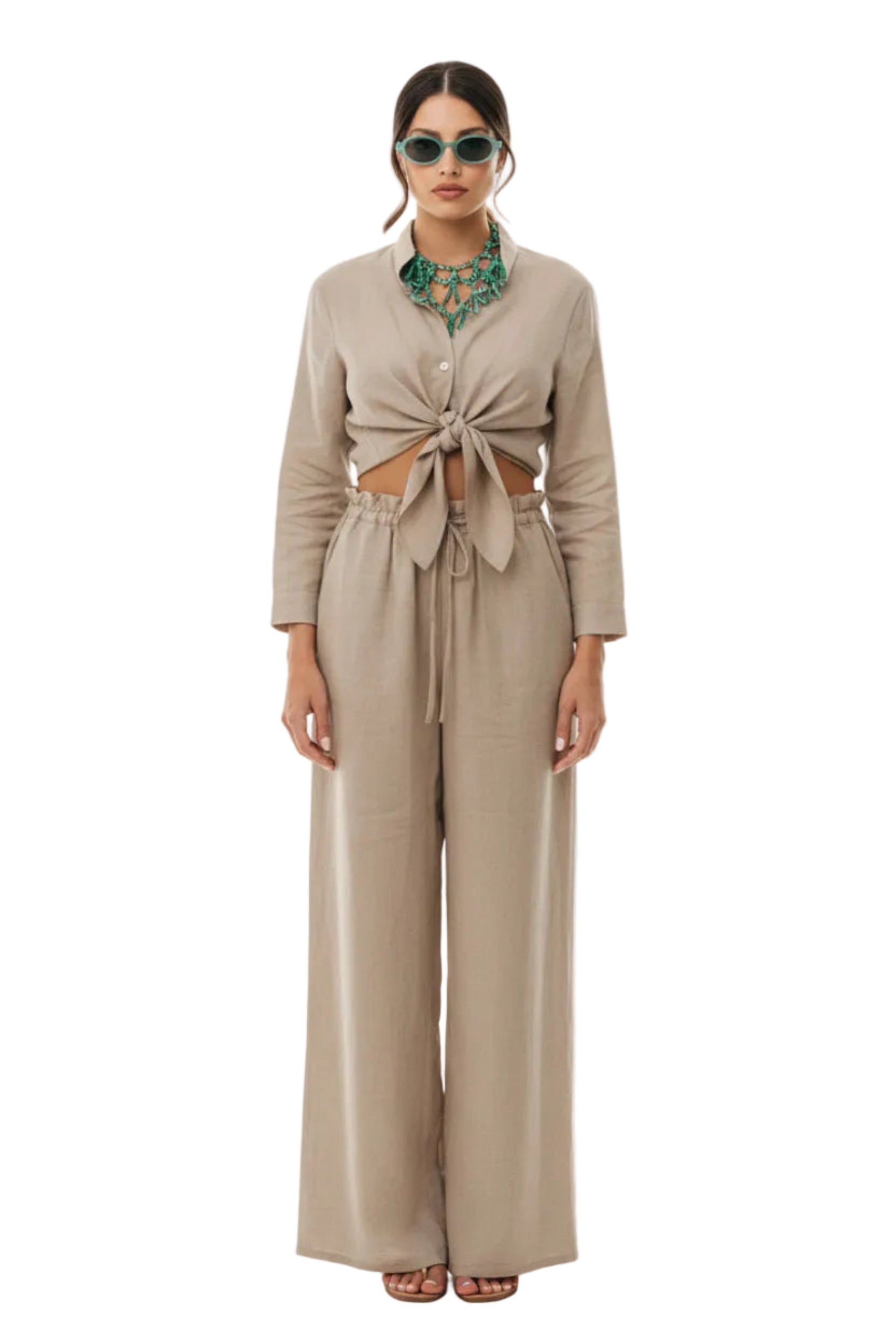 Completo Camicia Nodo Positano in Puro Lino Corda