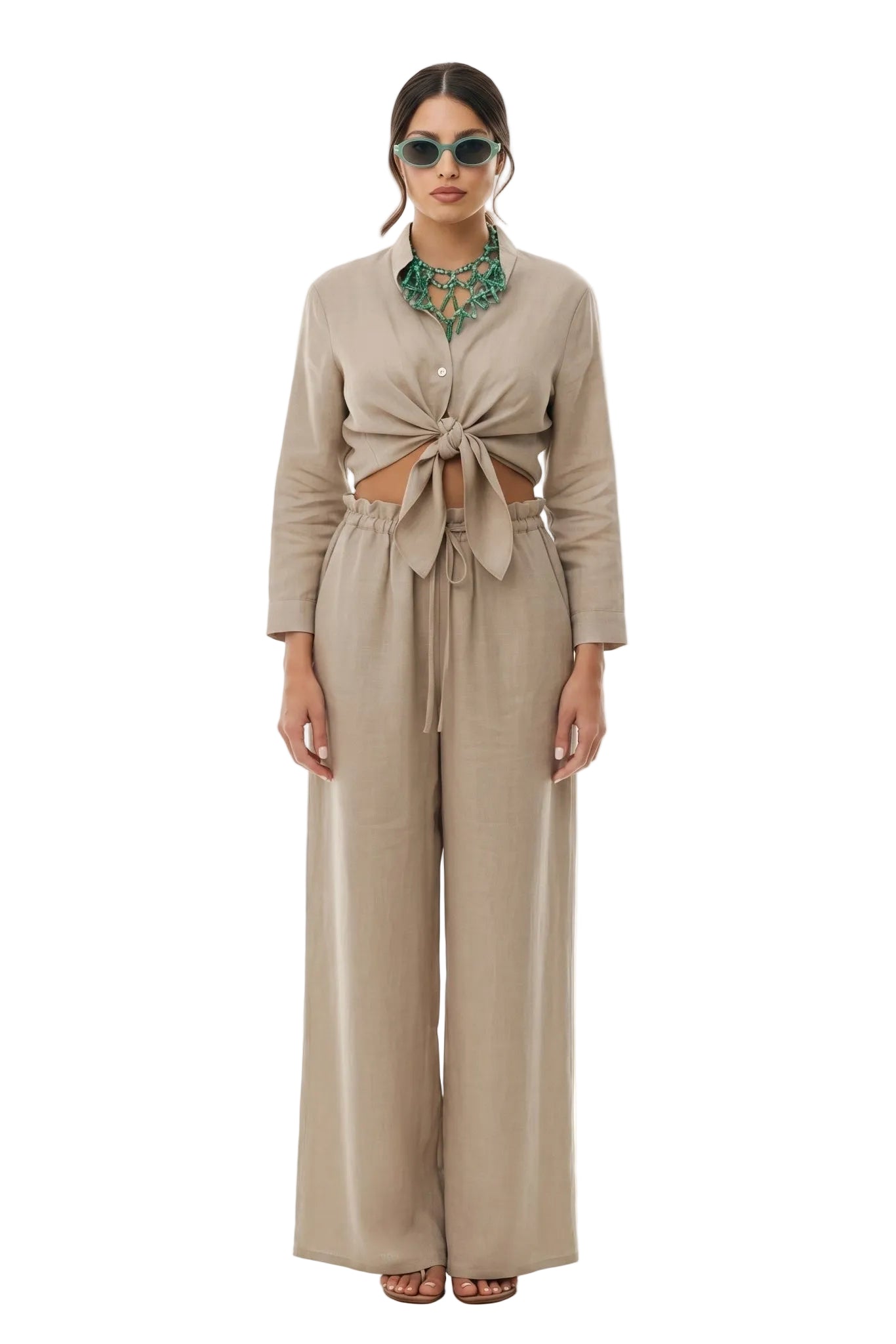 Completo Camicia Nodo Positano in Puro Lino Corda