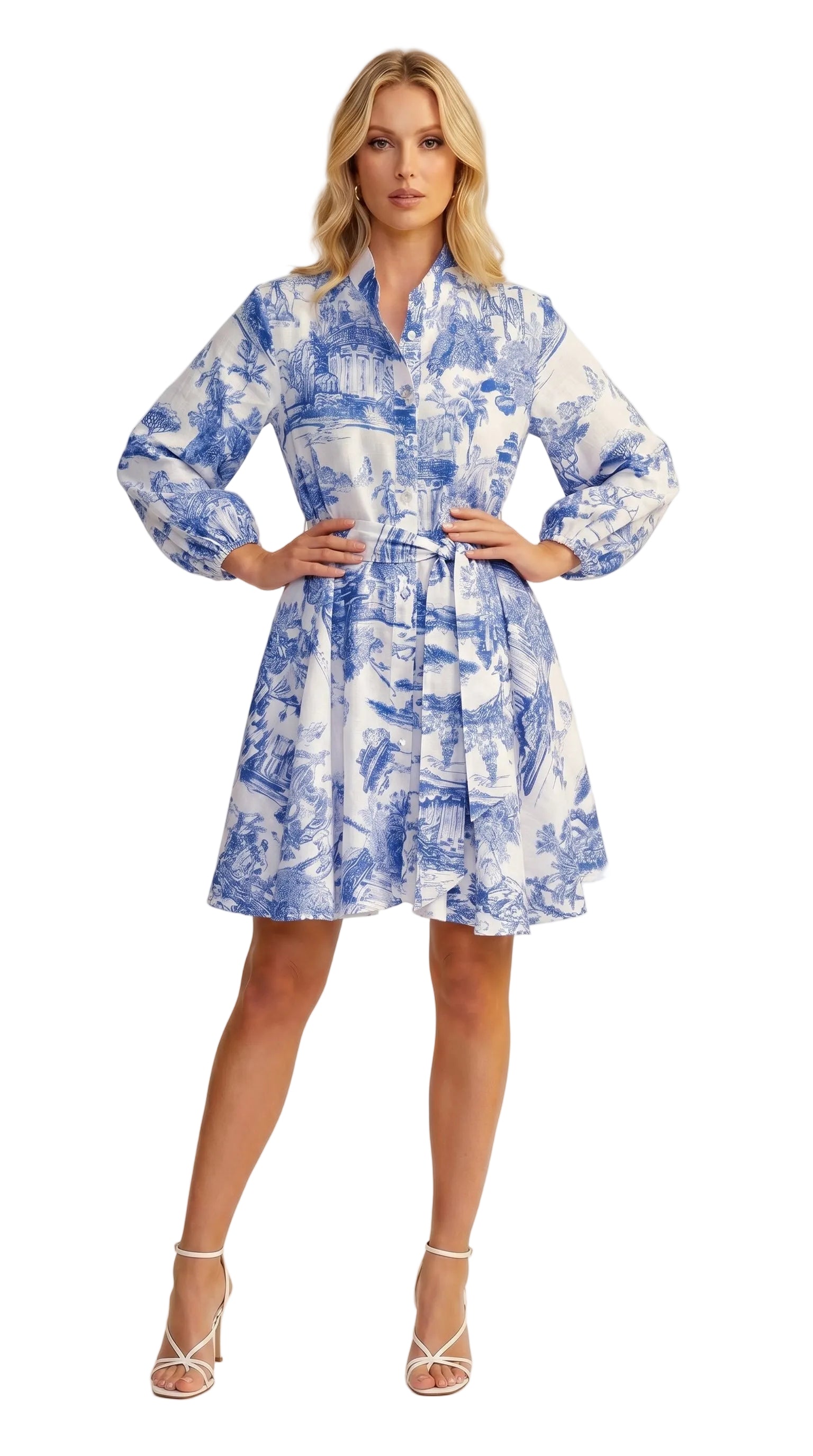 Audrey Long Positano Dress in Pure White Linen 