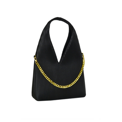 Borsa nera a spalla con catena clearance